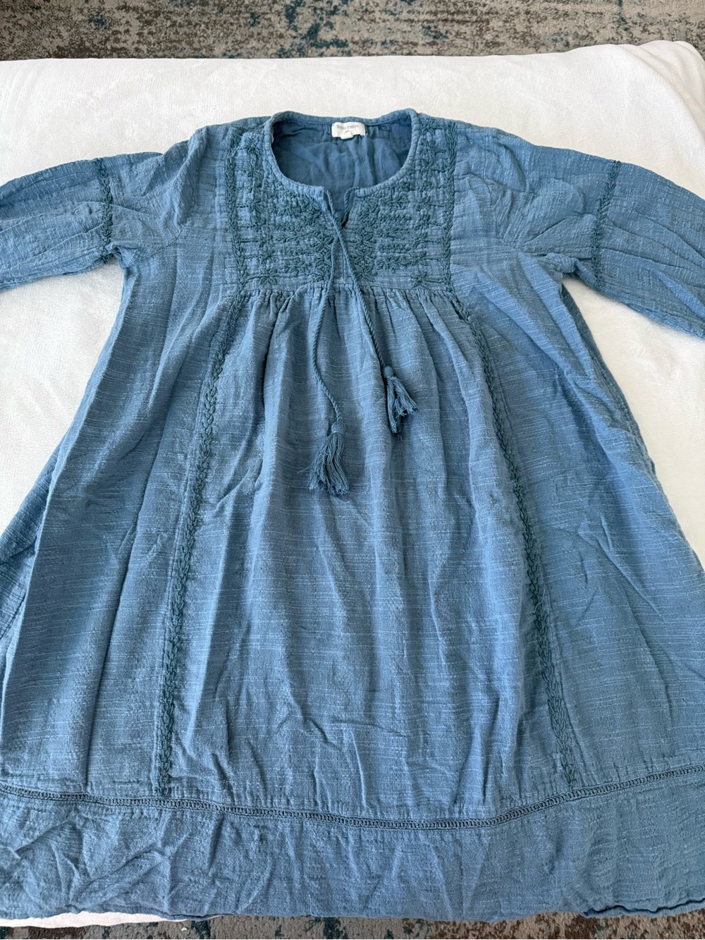 World Market Women's Blue Knee Length V-Neck Shift Dress Small/Medium E06